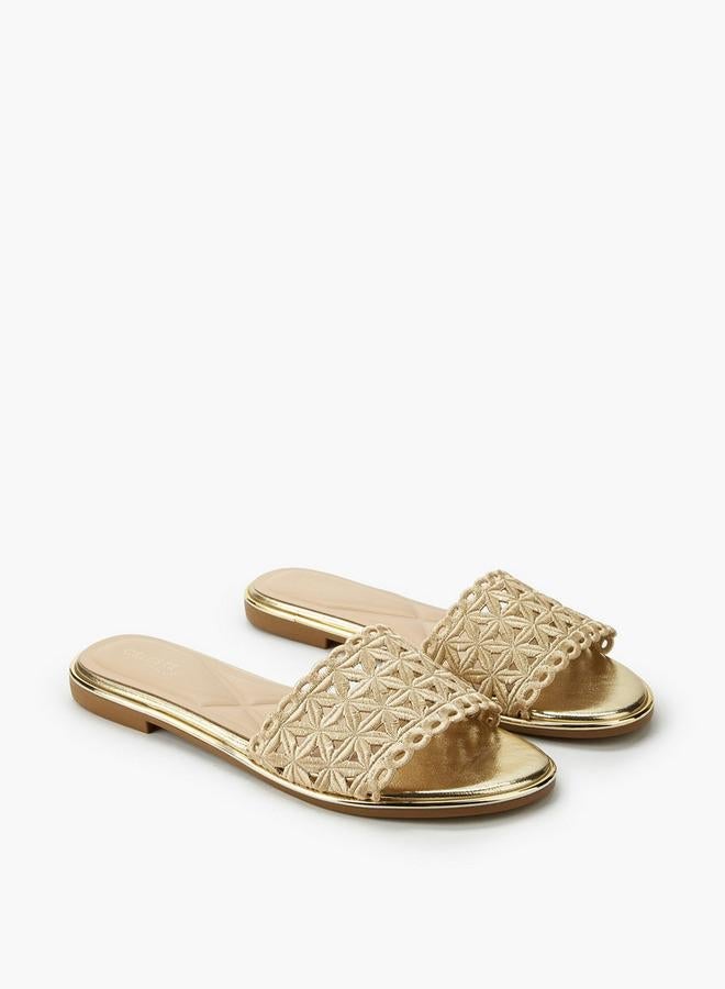 Celeste Women Laser Cut Detail Slide Sandals - Image 3